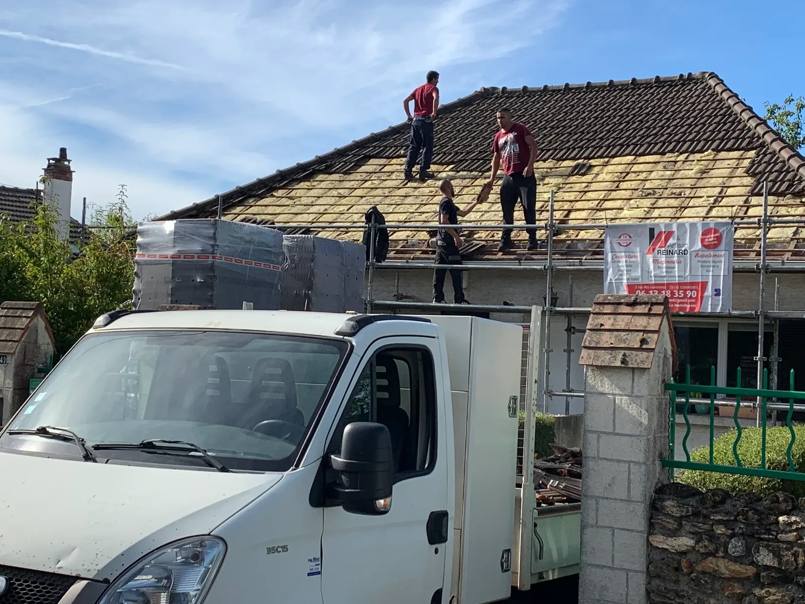 Équipe Reinard Rénov sur un chantier de couverture